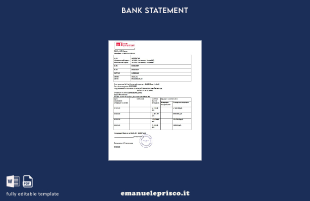 modello word di estratto conto bancario Russia Home Credit in stile verificato